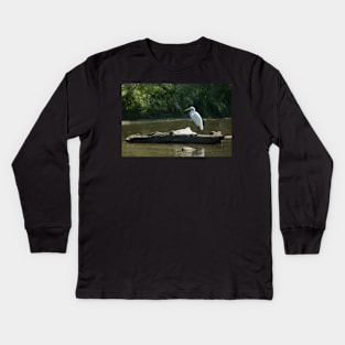 Great White Egret Kids Long Sleeve T-Shirt